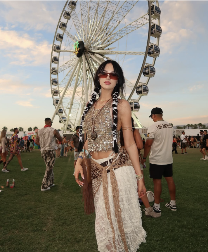 Influencer Jessie Lee posing at Coachella showing off her outfit. The music festival is seen as an opportunity for the attendees to express their style. (Jessie Lee/Instagram)